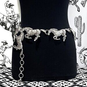 Western Charging Galloping Arabian Horse Concho Belt - Size L/XL